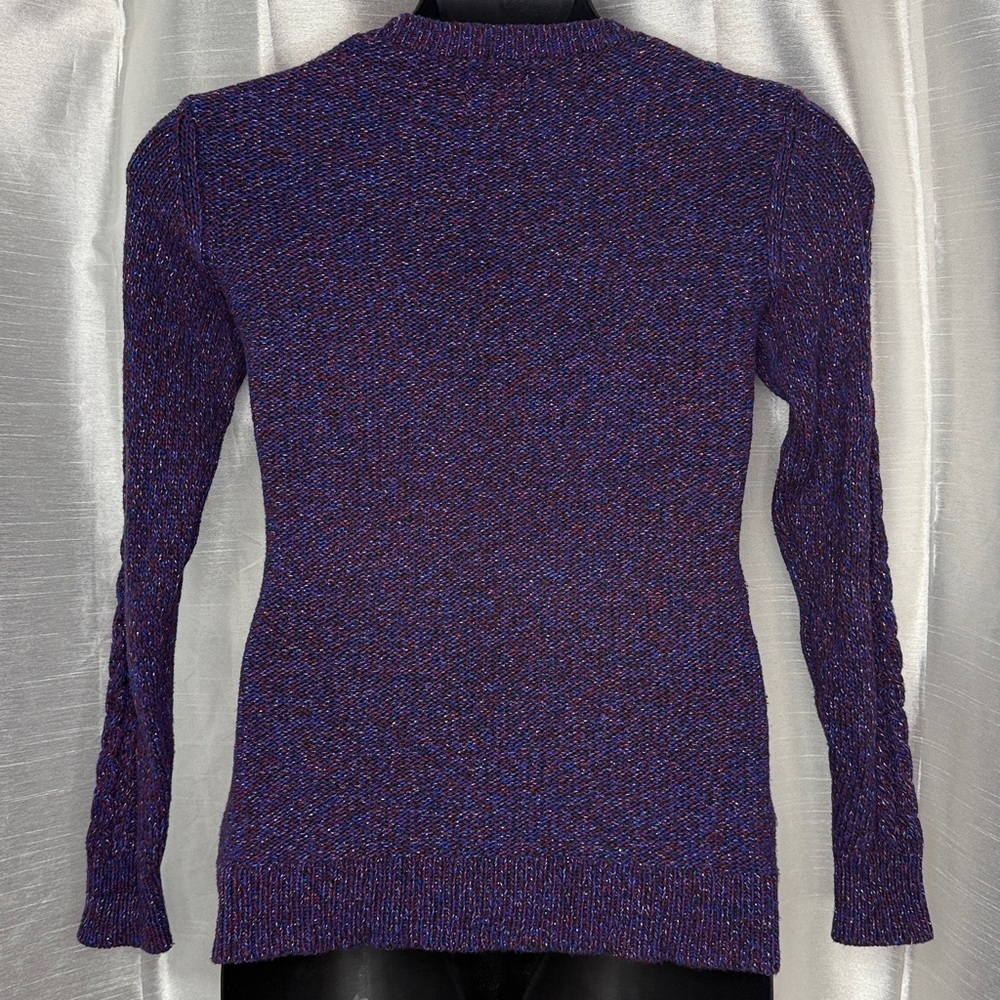 Old Navy Glitter Sparkle Red Blue Purple Hue Sweater Womens S Cable Knit Acrylic - Picture 4 of 7